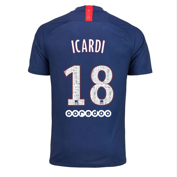 Camiseta Paris Saint Germain NO.18 Icardi Primera equipación 2019-2020 Azul